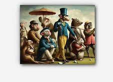 Playing Golf  humorous & surreal twist anthropomorphized Art #2 Reprint