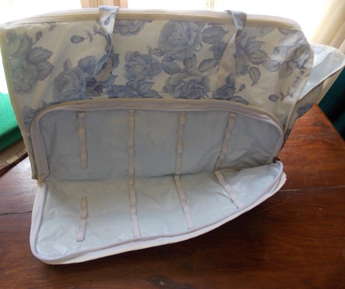 SAC DE VOYAGE EN TOILE IMPRIMEE INTERIEUR POCHES PLASTIFIEES BLEU FLEURI - Picture 4 of 4