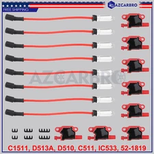 8 Pack Square Ignition Coil & Spark Plug Wire For Chevy Silverado 1500 Tahoe GMC