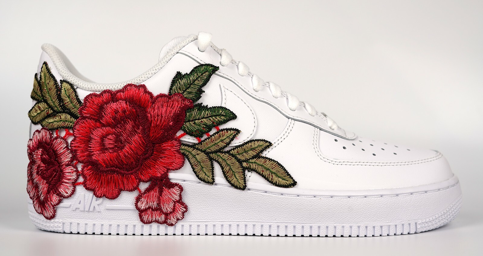 Air Force 1 Custom Half Rose Red Flower Floral Painted Shoes