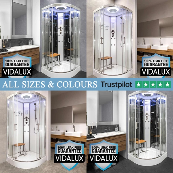 Hydro Shower Cabin Vidalux 800, 900 & 1000 THERMOSTATIC NO SILICONE ON SHOW/LEAK