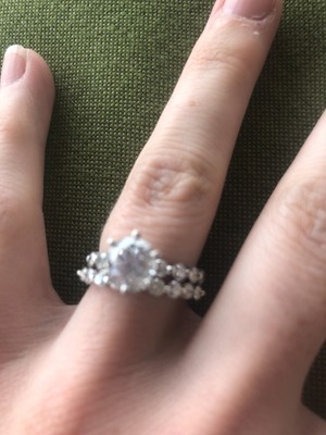 Womens Round Diamond Engagement Ring With Wedding Band Excellent Condition Ebay