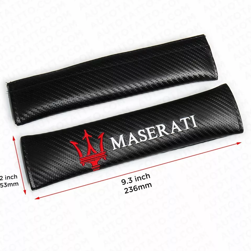 Maserati Carbon Car Seat Belt Cover Safety Shoulder Strap Cushion Pad Harness - Image 2 of 4