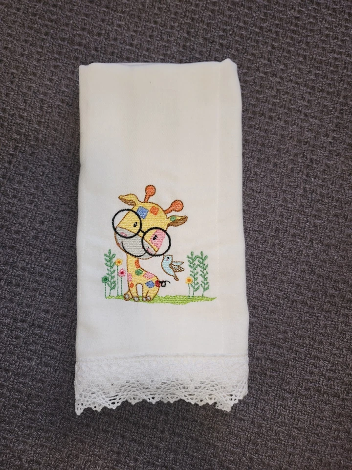 Embroided Baby Burp Cloth with Lace Trim - Image 3 of 4