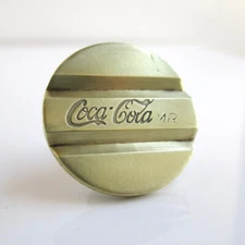 Coca Cola Coin Tie Tack / Lapel Pin - Repurposed Vintage Gold Tone Coke Token