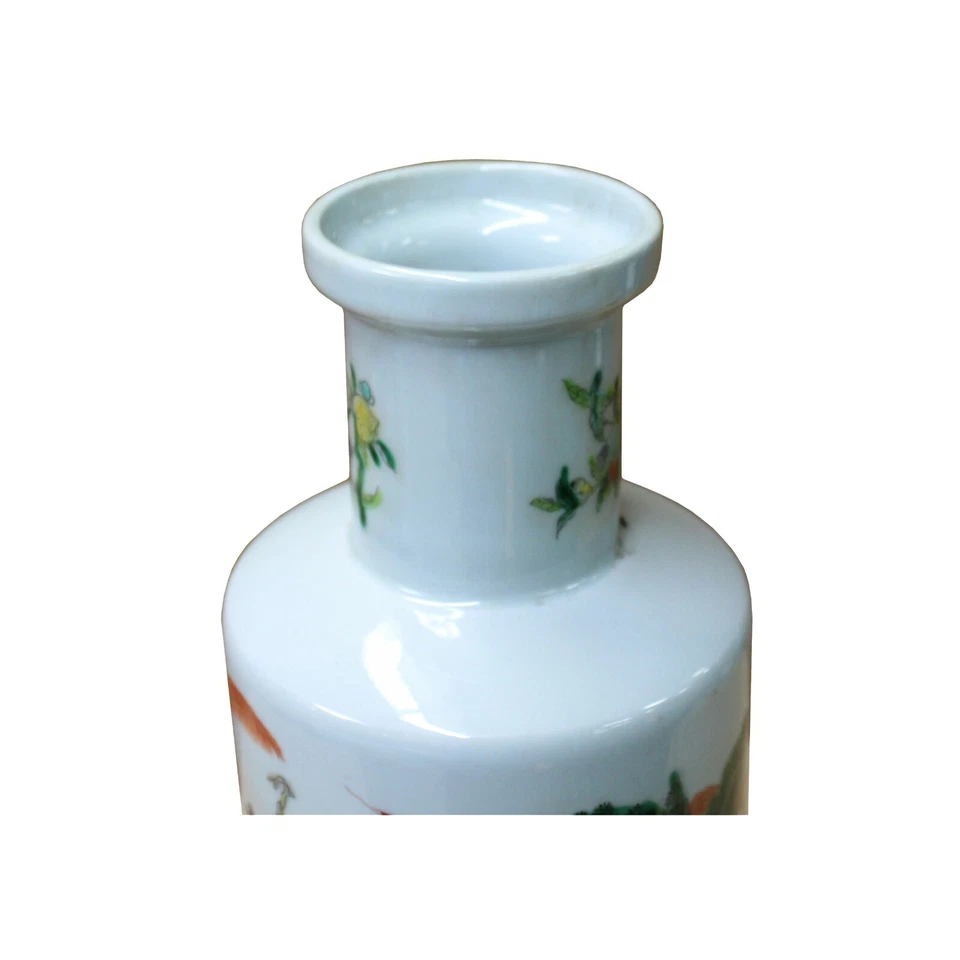 Jarrón chino envejecido de porcelana blanco roto paisaje gente ws1082 Foto 4 de 4