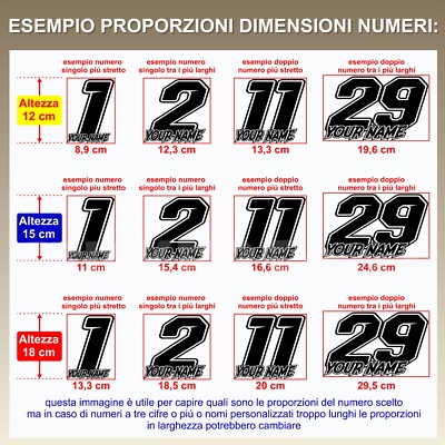 3 adesivi personalizzati con numeri di gara e nomi Motocross