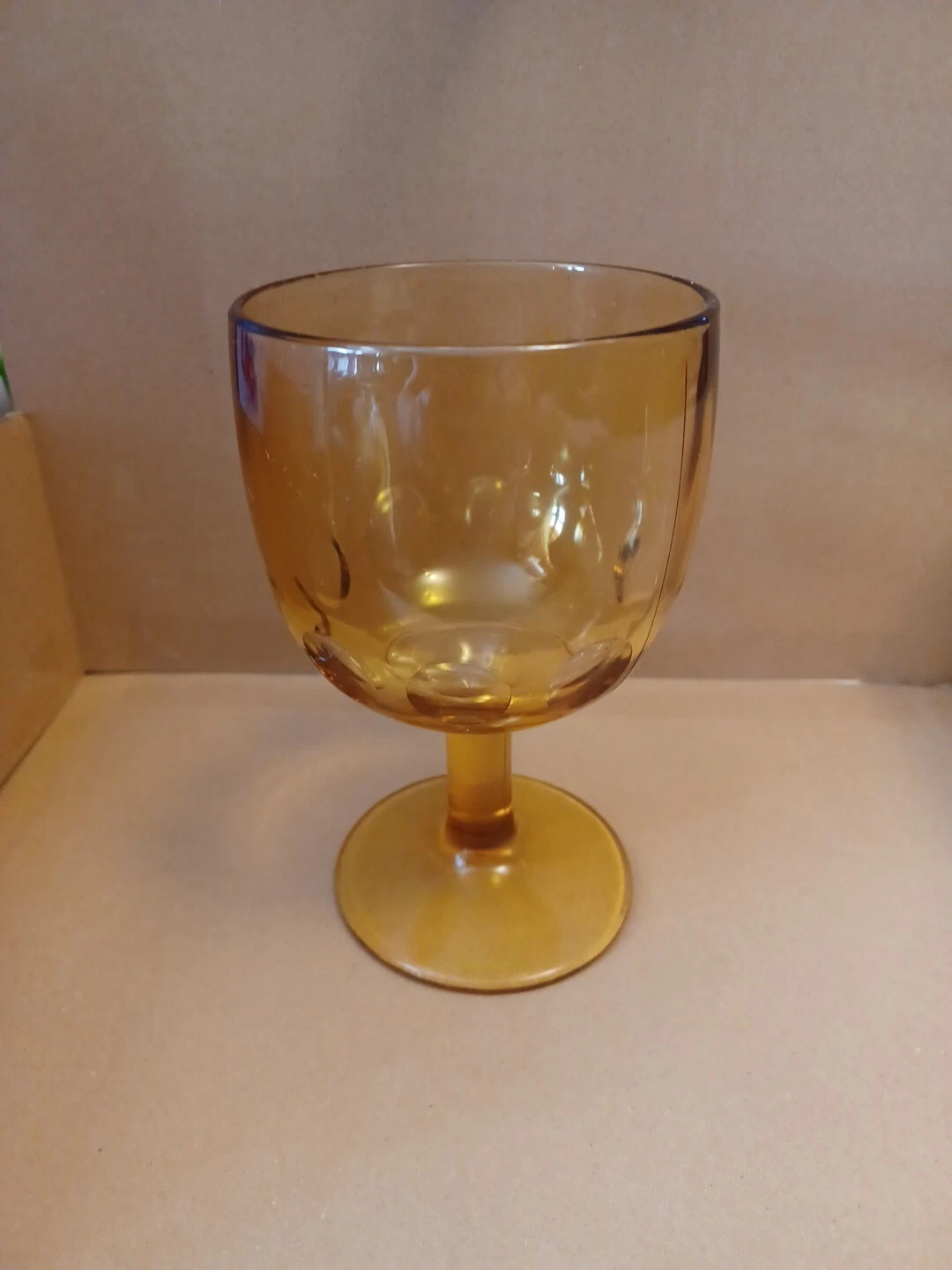 Vintage Amber Glass Goblet 6in Tall 3.5 Wide