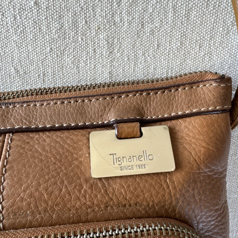 Bolso/cartera de hombro de cuero marrón guijarro Tignanello 1989 LEER Foto 3 de 4