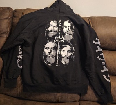 Rucking Fotten Cave In Hoodie Sweatshirt Black Size Large 