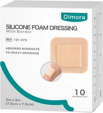 Dimora Silicone Foam Dressing with Border Adhesive 3"x3" Waterproof Wound