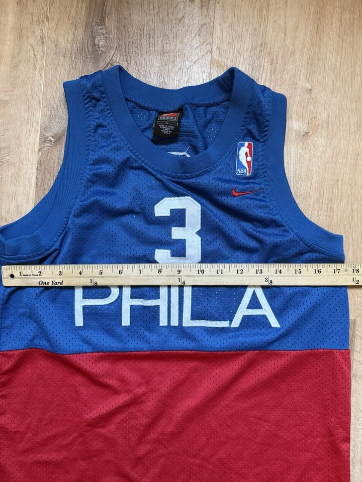 Camiseta Allen Iverson #3 Grande Nike NBA Philadelphia 76ers PHILA Azul Vermelha VINTAGE - Imagem 4 de 4