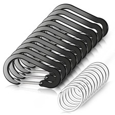 10 PCS Mini Carabiner Clips with Key Rings Aluminum D Shape Locking Carabine ...