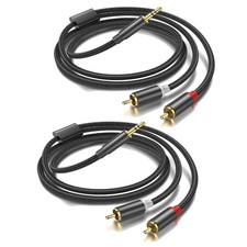 10FT / 2 Pack 3.5mm to RCA Cable,Gold Plated, 1/8 Male to Male Stereo Aux C...