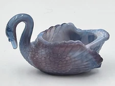 Vintage Boyd Fantasia Slag Glass Swan Open Salt 4”x 2.5” NEW OLD STOCK