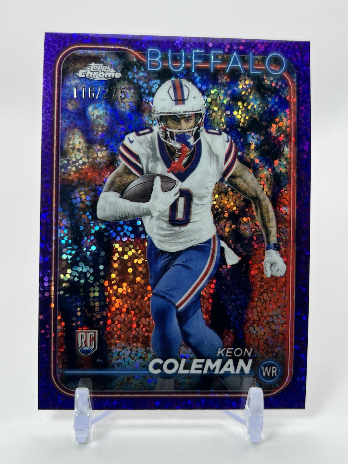 2024 Topps Chrome #209 Keon Coleman Purple Speckle Refractor /275 Buffalo Bills