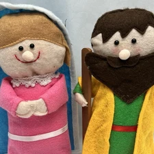 Free standing Plush Felt Christmas Nativity Mary and Joseph 9"