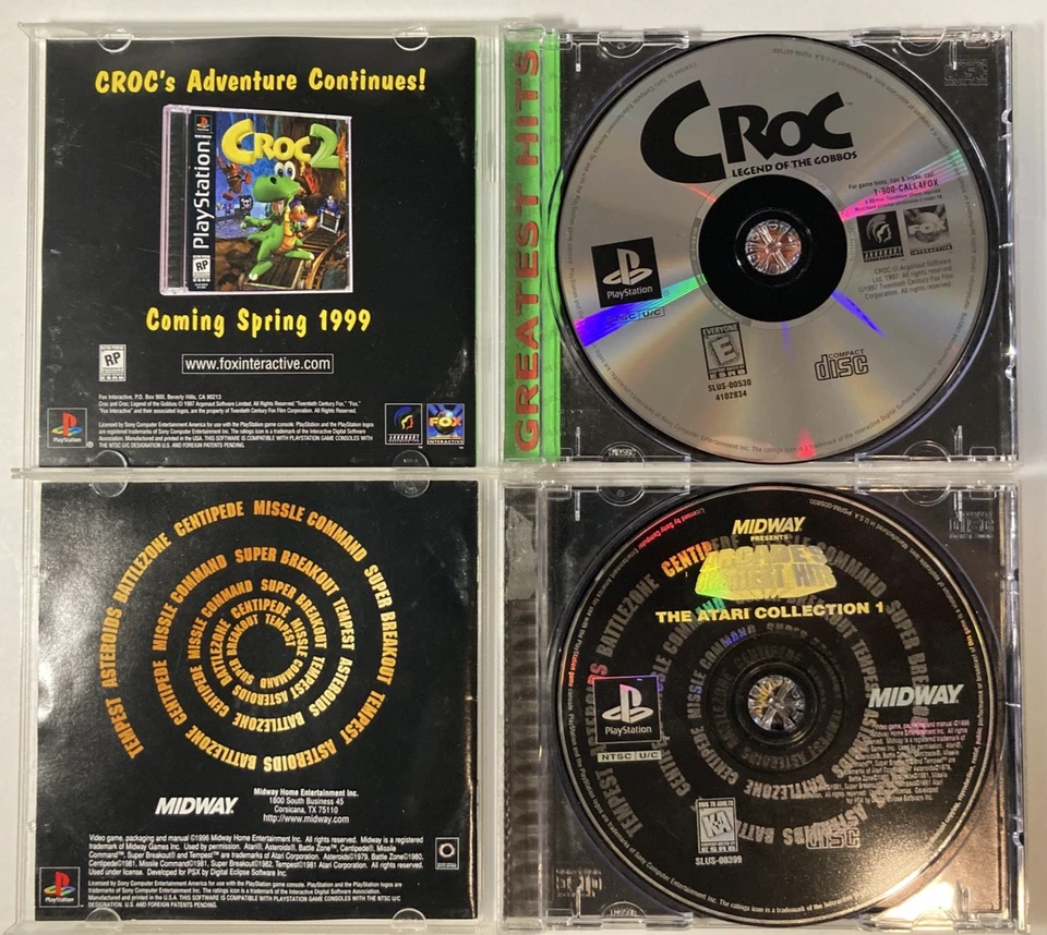 Lot of 4 PS1 Games Croc, Midway Greatest Hits, Break Out, Tetris Plus CIB TESTED - Image 3 of 4