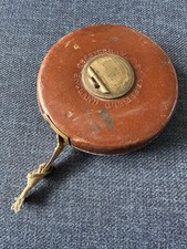 Vintage Chesterman Sheffield Tape Measure LeatherCase Metallic Cloth Tailor Tool