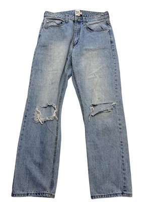 Princess Polly Straight Jeans Womens 6 Blue Wash High Rise Distressed 31x28