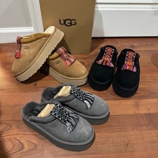New With Box UGG Tazzle Platform Womens Clog Black Charcoal Chestnut Size 7,9,10