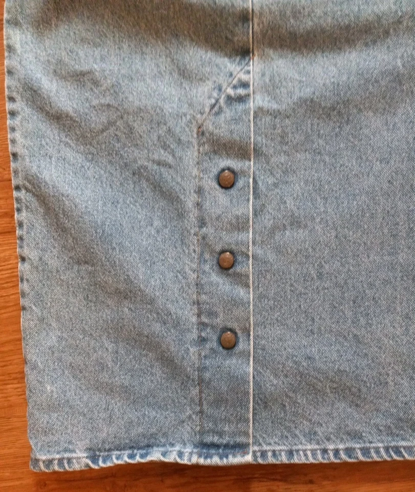 Camisa de peluche Jean Co de colección falda de jean recta de cintura alta hecha en EE. UU. abertura a presión Foto 4 de 4