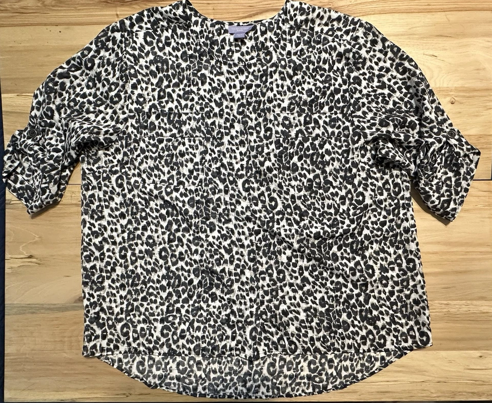 Blusa Laura Scott Animal Print 3/4 Manga Enrollable Talla 2x Lote de 2 Foto 2 de 4