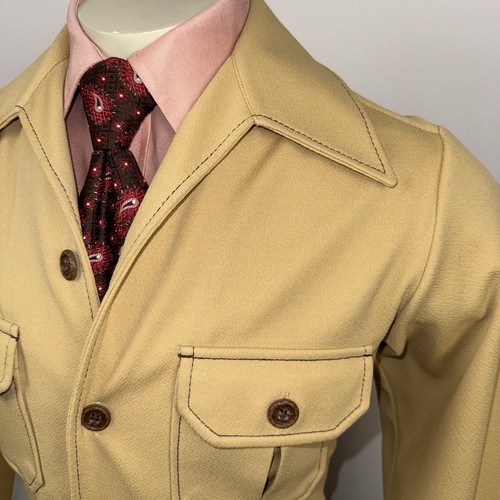 Vintage 60s 70s Leisure Suit Men Small Jacket Coat 30 30 Pants Bell Bottom Disco - Picture 8 of 24