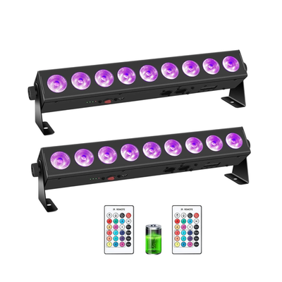 #ad 2pc Battery Strip 9 Rechargeable RGBWA UV Color DJ Wash Light Bar DMX Remote $215.00