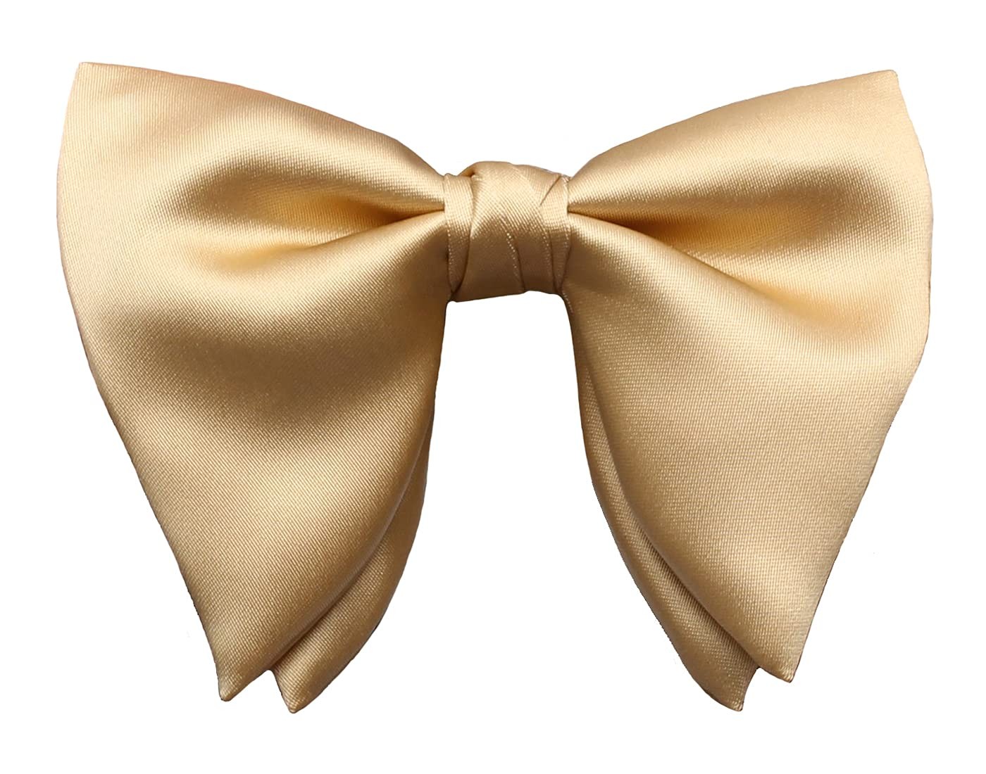 Mens Oversized Satin Silk Bow Tie Solid Color Formal Tuxedo Big C- Champagne