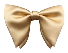 Mens Oversized Satin Silk Bow Tie Solid Color Formal Tuxedo Big C- Champagne