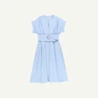 Reiss Womens Blue Shirt Midi Dress 10 Petite