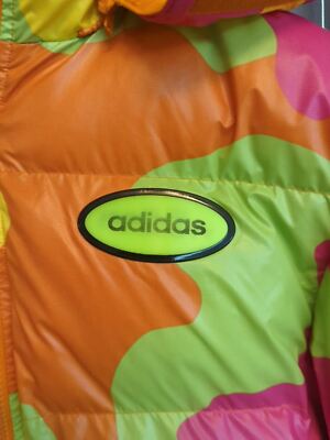 VERY RARE adidas X Jeremy Scott Camo Neon Duvet Jacket SzM New