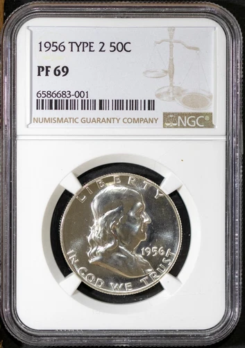 1956 Type 2 50c Silver Franklin Half-dollar PF 69 NGC # 6586683-001 + Bonus