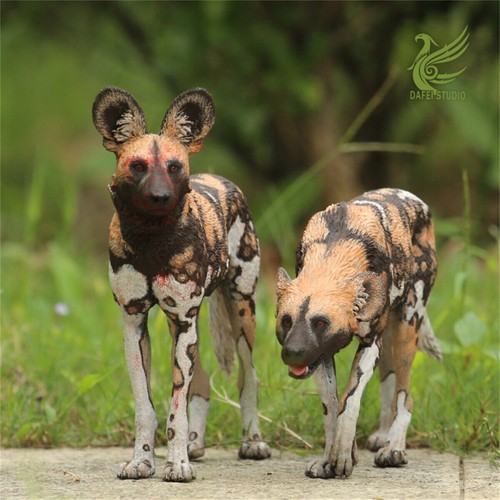 Dafei African Wild Dog Scene Statue Lycaon Pictus Animal Collector Decor Model - Picture 7 of 15