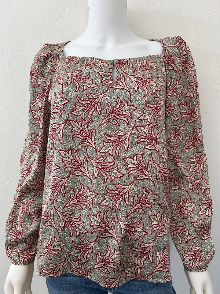 Blusa Floral Joie Dionne Top Escote Cerradura $198 Talla Mediana Foto 4 de 4