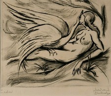 Gerhard Windisch Wien, "Leda" 1922, Lithographie, sign, datiert, Erotik, Antike