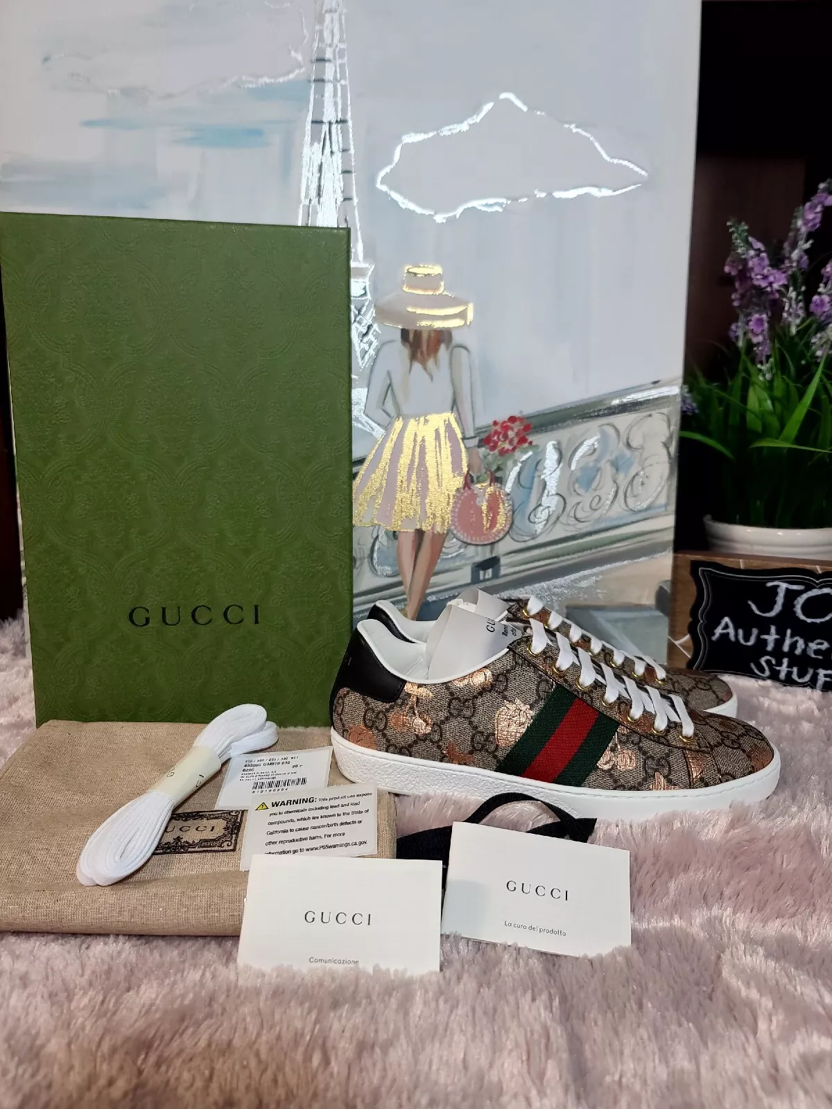 GUCCI GG Supreme Monogram Web Femme Ace imprimé baies baskets femmes