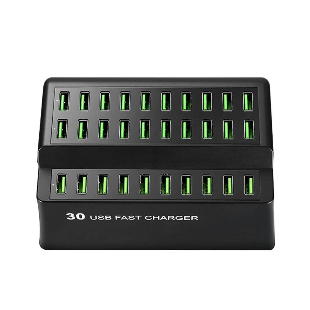 180W 30-Port Multi USB Hub Charger Adapter Phone Fast Wall Charging Dock Station