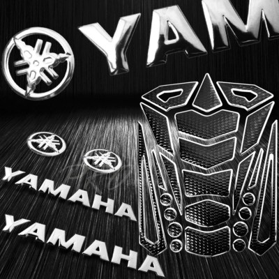 24PCs Chromed Fuel Tank Pad+6'' 3D for Yamaha Logo+Letter Fairing Emblem Sticker