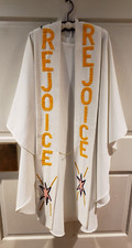 PRIEST CLERGY VESTMENT CHASUBLE  STOLE WHITE HAND MADE REJOICE
