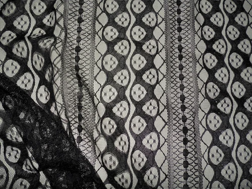 Embroidered Lace Apparel Fabric Sheer Black Striped Abstract EE107 - product listing photo
