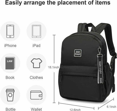 School Bags for girls and boy Casual Daypack Women Backpack Large Black Caran·Y - Picture 2 of 9