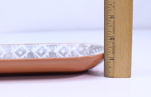 Crate & Barrel Tray Serving Appetizer Plate Jewelry Trinket Aztec White Gray - Picture 4 of 8