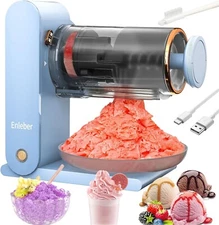 Shaved Ice Snow Cone Machine - Slushie Machine with 2 Reusable Plastic Ice Mold