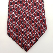 Burberry of London Diamond Geometric Red Navy Beige Classic Tie Made in USA