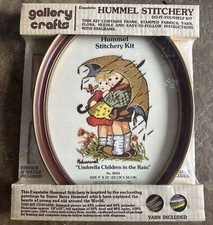 Hummel Stitchery Kit 8034 Oval Frame 9x12" UMBRELLA CHILDREN IN THE RAIN NIP