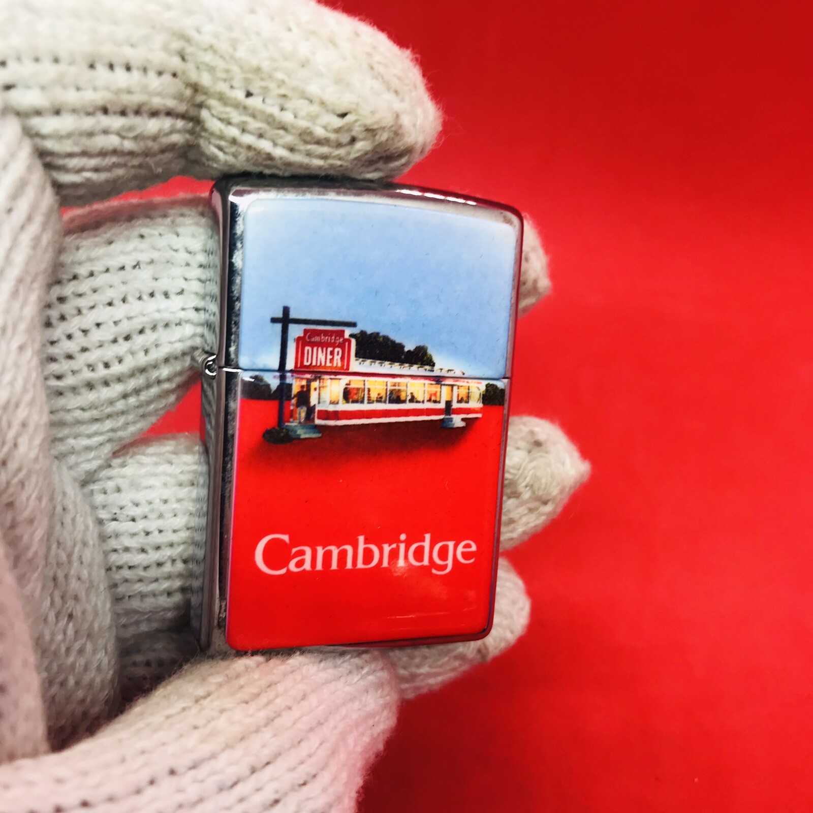 ZIPPO Cambridge Diner 1997 Seal Removed Clear Flint Tube and Stored. In