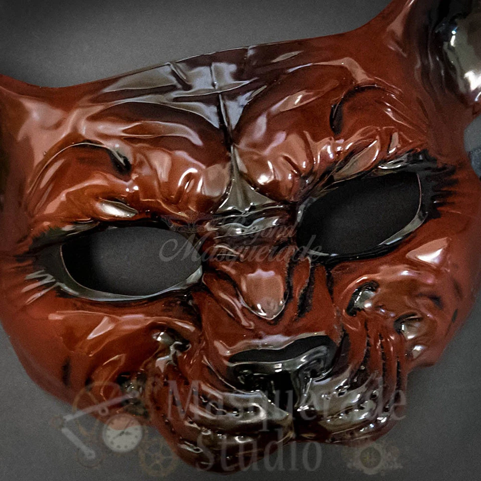 Leopard Haunted Animal Spirit Wall Decoration Halloween Masquerade Mask [Red] - Image 4 of 4