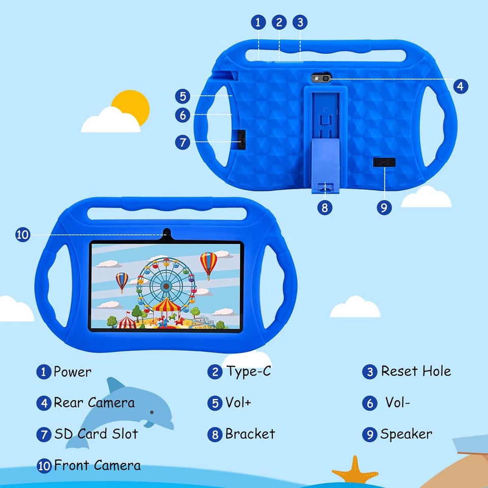 Kinder Tablet 7 Zoll, Android, 2GB RAM, 32GB ROM, Kindersicherung Bluetooth X86 - Bild 4 von 4